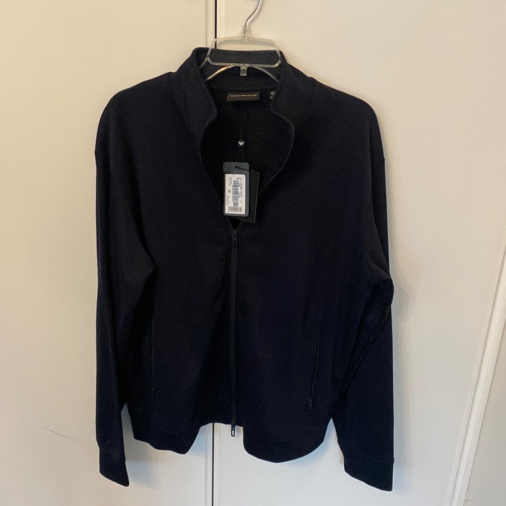 NEW. Emporio Armani travel essential zip up navy blue sweatshirt soft XXL US 44